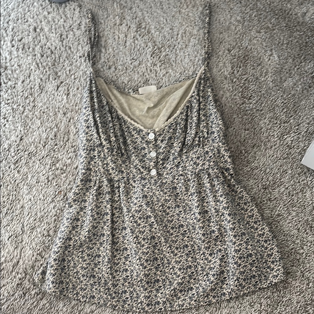 Brandy Melville Cream and Gray Ruched Camisole Top